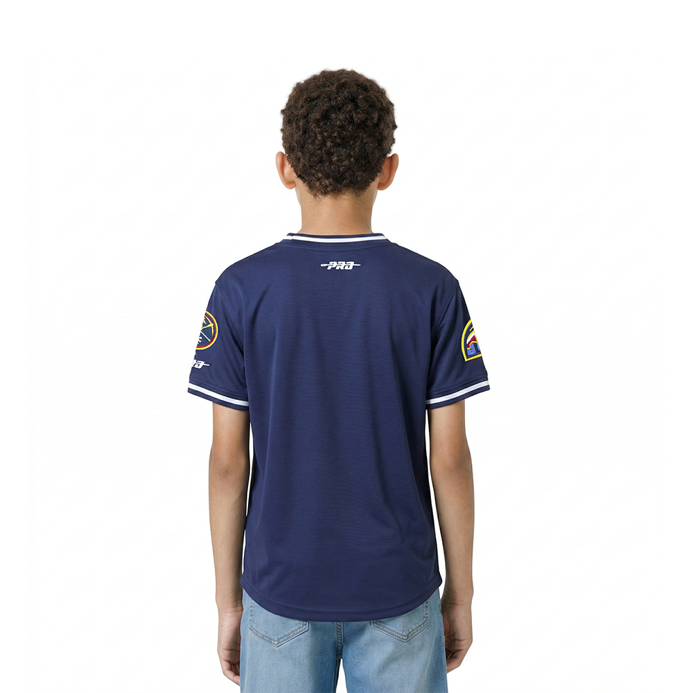 NBA DENVER NUGGETS CLASSIC LITTLE BOYS SHORT SLEEVE STRIPED RIB TEE (MIDNIGHT NAVY)