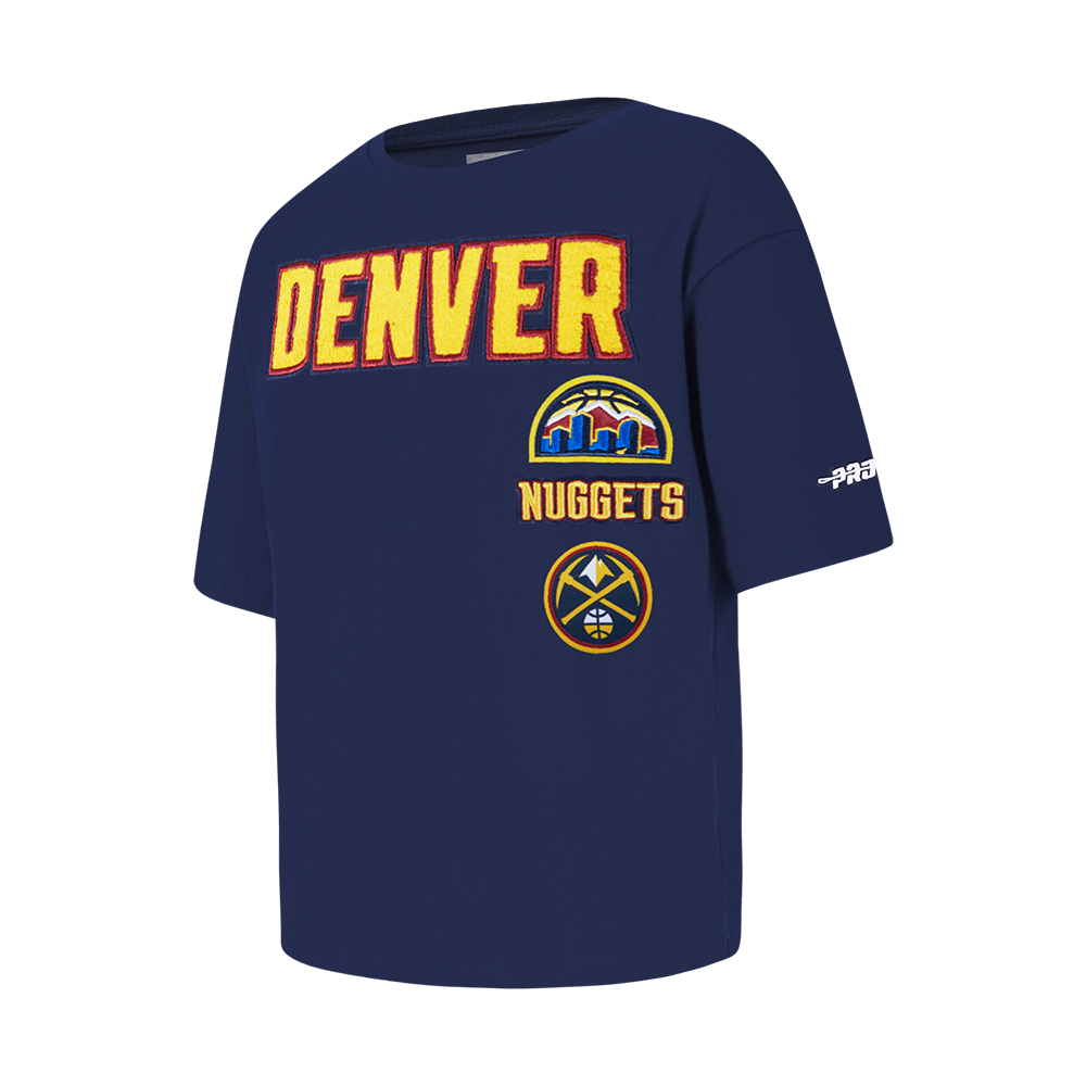 NBA DENVER NUGGETS RETRO CLASSIC LITTLE GIRLS SHORT SLEEVE BOXY TEE (MIDNIGHT NAVY)