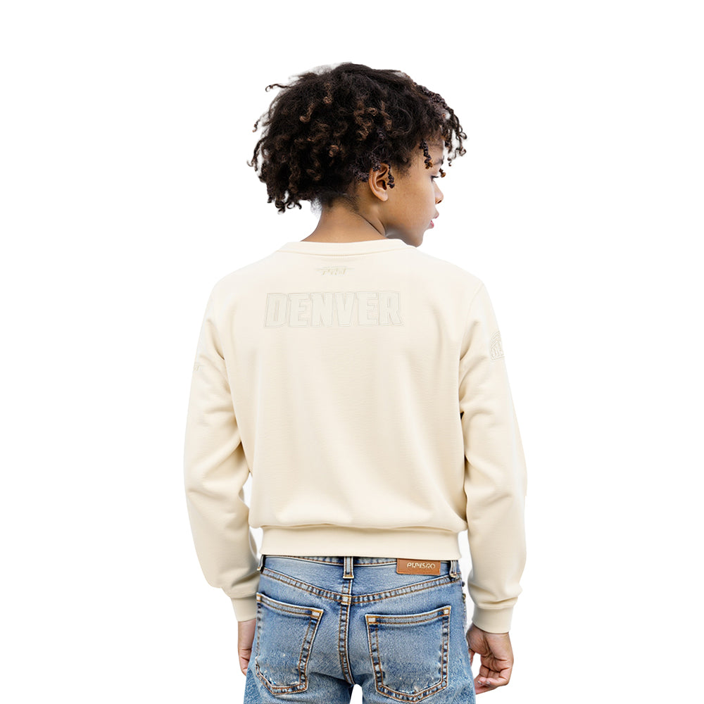 NBA DENVER NUGGETS NEUTRAL LITTLE GIRLS  FLEECE CREWNECK (EGGSHELL)