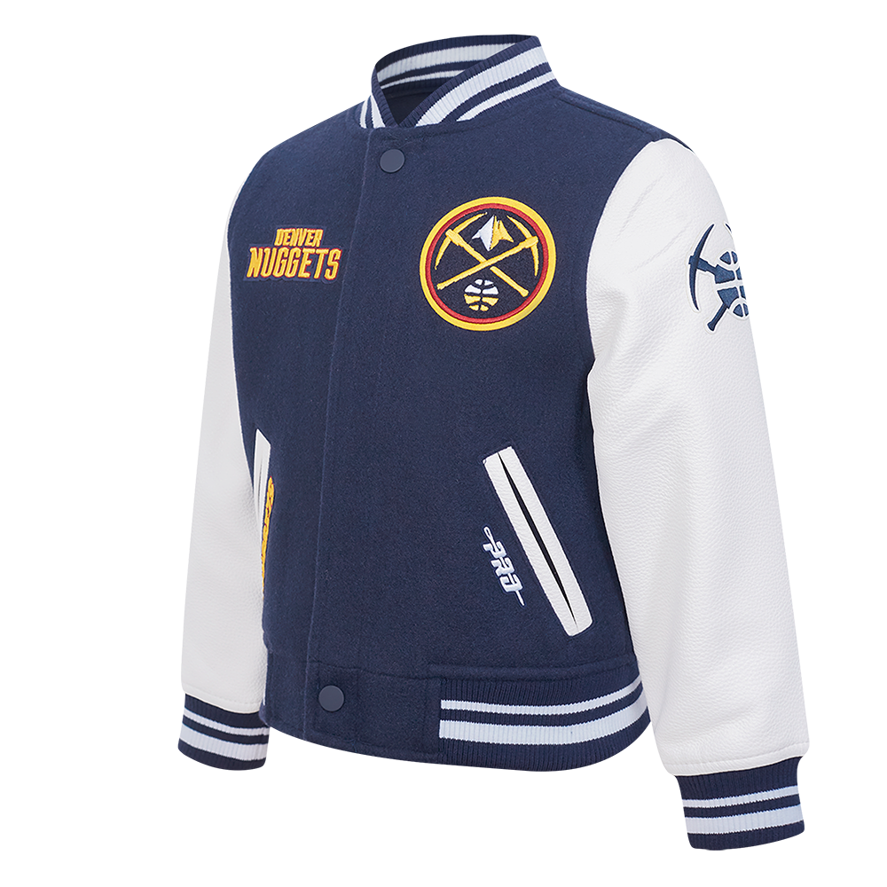 NBA DENVER NUGGETS RETRO CLASSIC TODDLER BOYS RIB WOOL VARSITY JACKET (MIDNIGHT NAVY/WHITE)