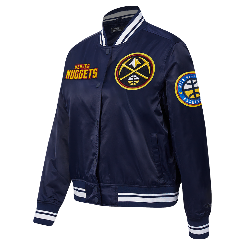 NBA DENVER NUGGETS RETRO CLASSIC WOMEN'S RIB SATIN JACKET (MIDNIGHT NAVY)