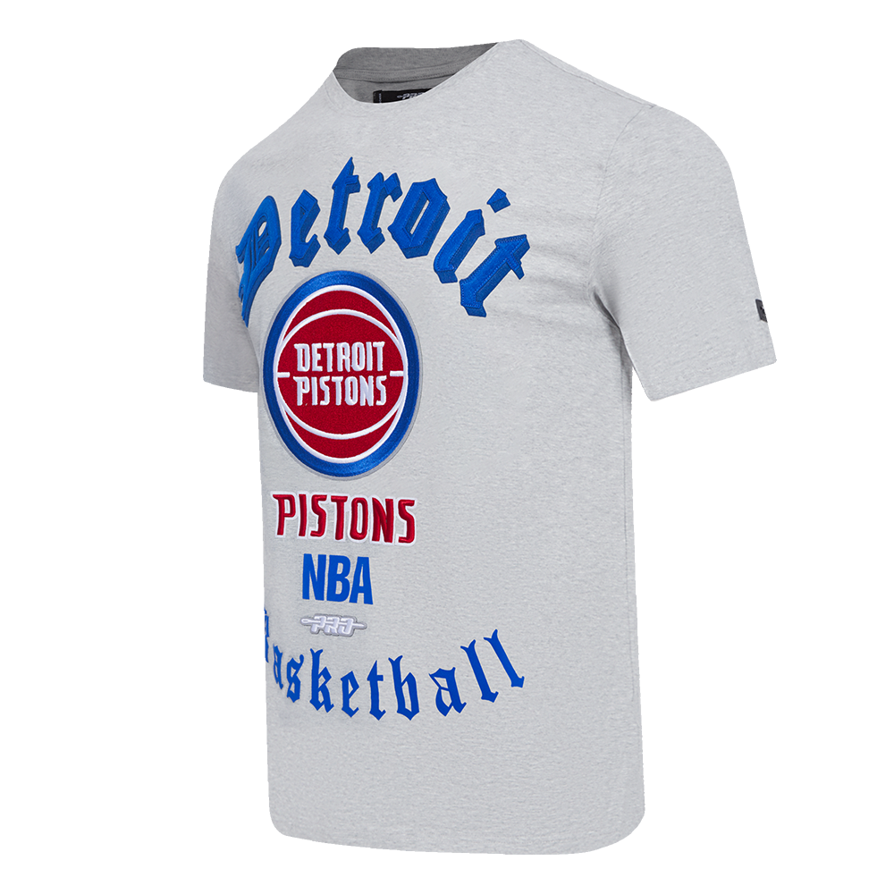NBA DETROIT PISTONS OLD ENGLISH MEN'S TEE (HEATHER GREY)