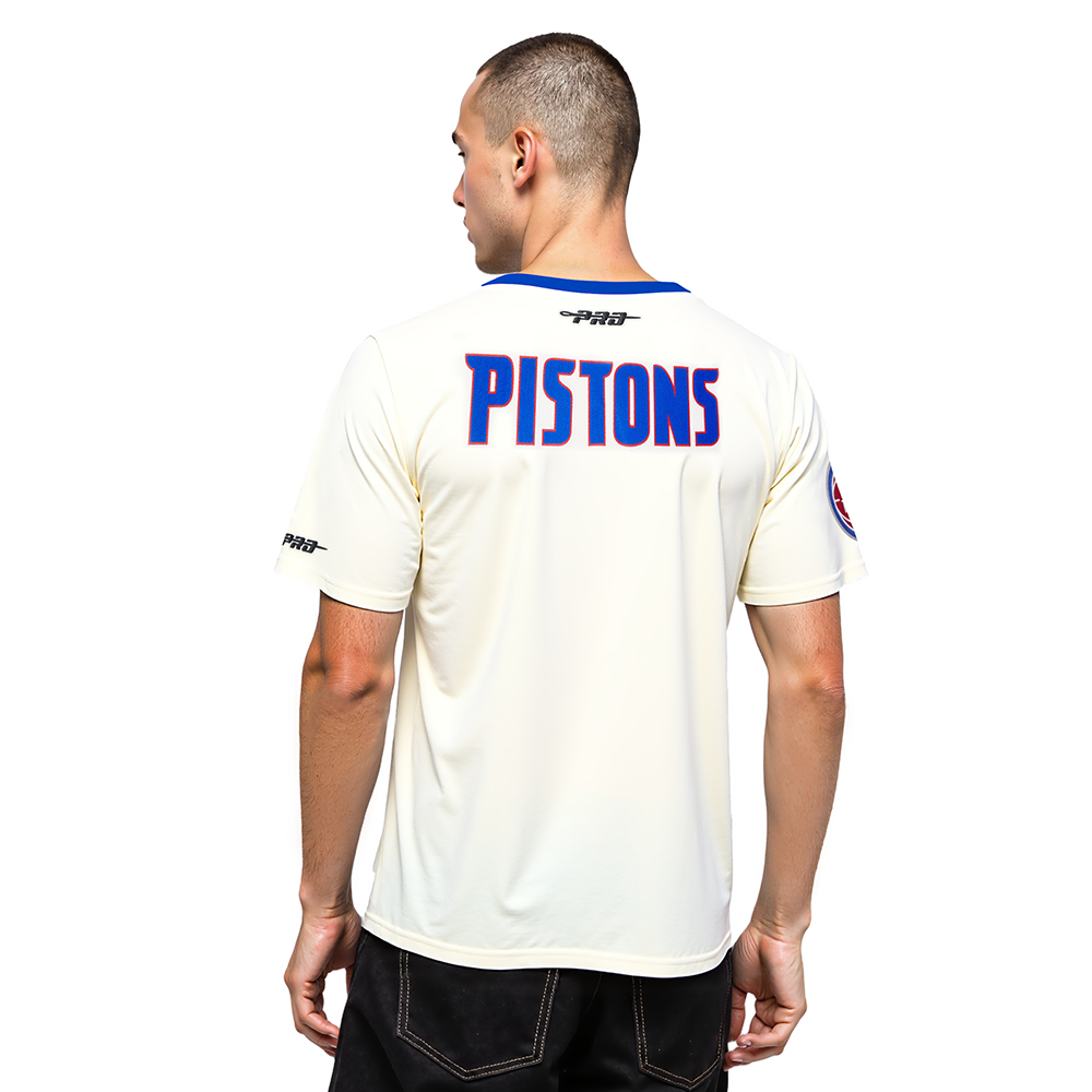 NBA DETROIT PISTONS RETRO CASCADE MEN'S RINGER TEE (EGGSHELL/ROYAL BLUE)