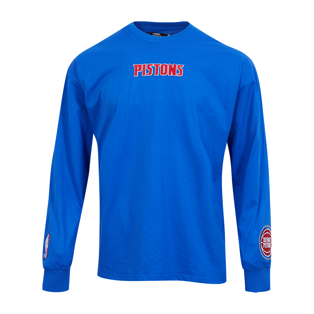 NBA DETROIT PISTONS WINGSPAN MEN'S DROP SHOULDER LS TEE (ROYAL BLUE)
