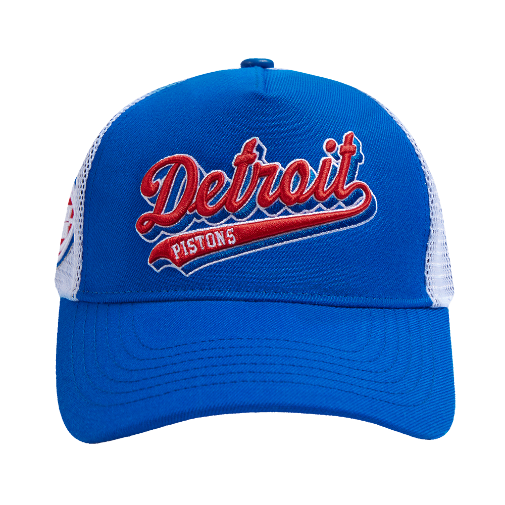NBA DETROIT PISTONS SCRIPT TAIL TRUCKER HAT (ROYAL BLUE) – Pro Standard