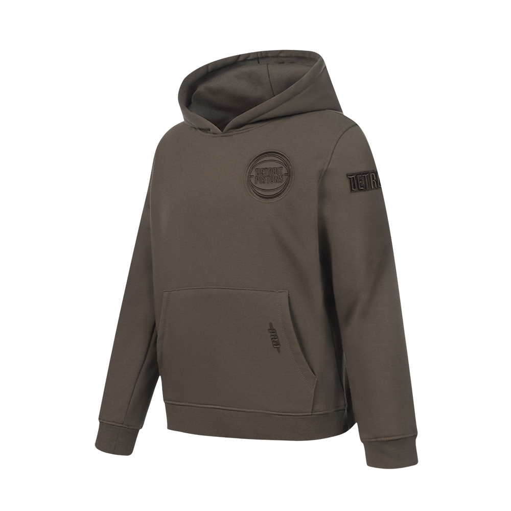 NBA DETROIT PISTONS NEUTRAL BIG BOYS FLEECE PULLOVER HOODIE (DARK TAUPE)