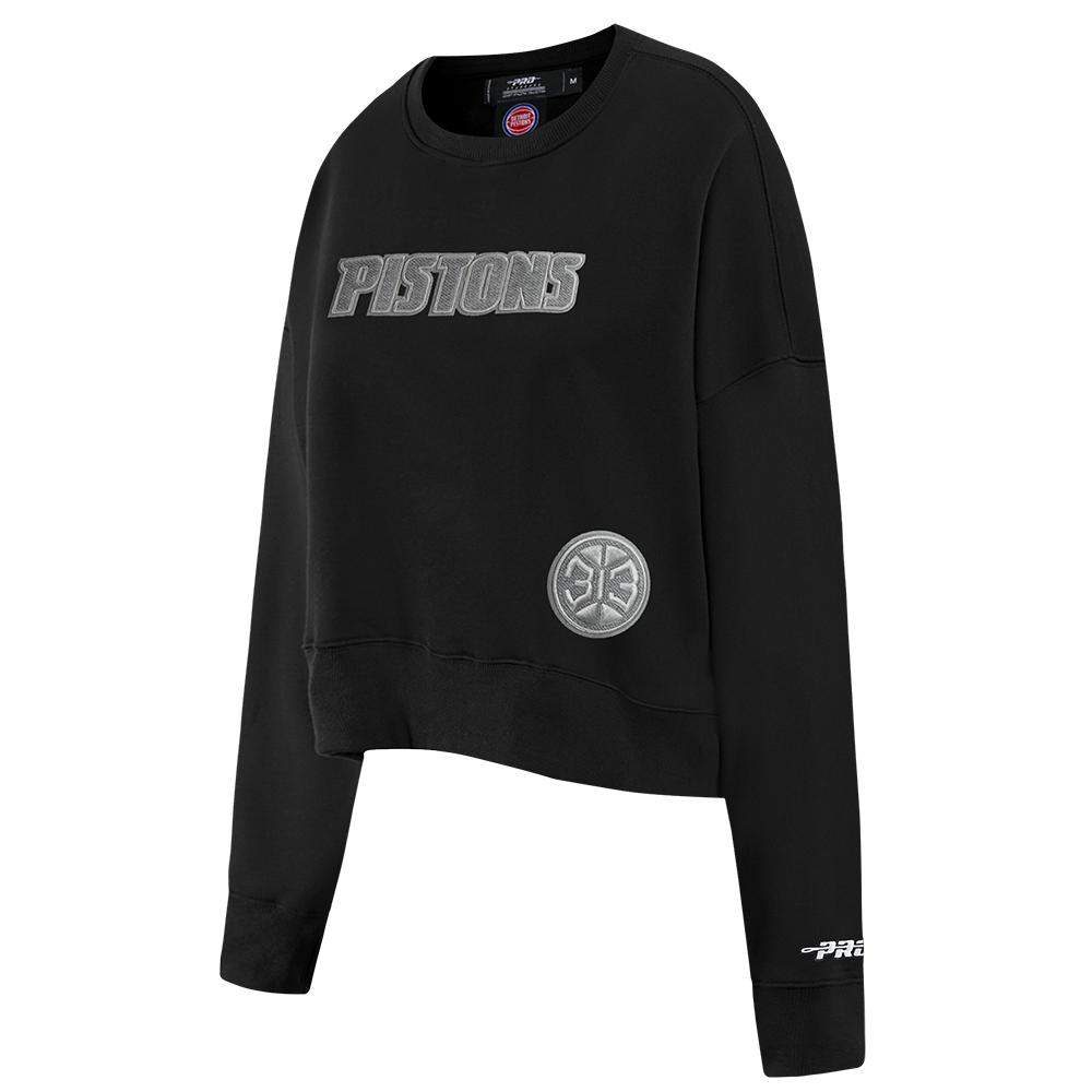NBA DETROIT PISTONS REVERSE FRENCH TERRY WOMEN'S FLEECE CREWNECK (BLACK)