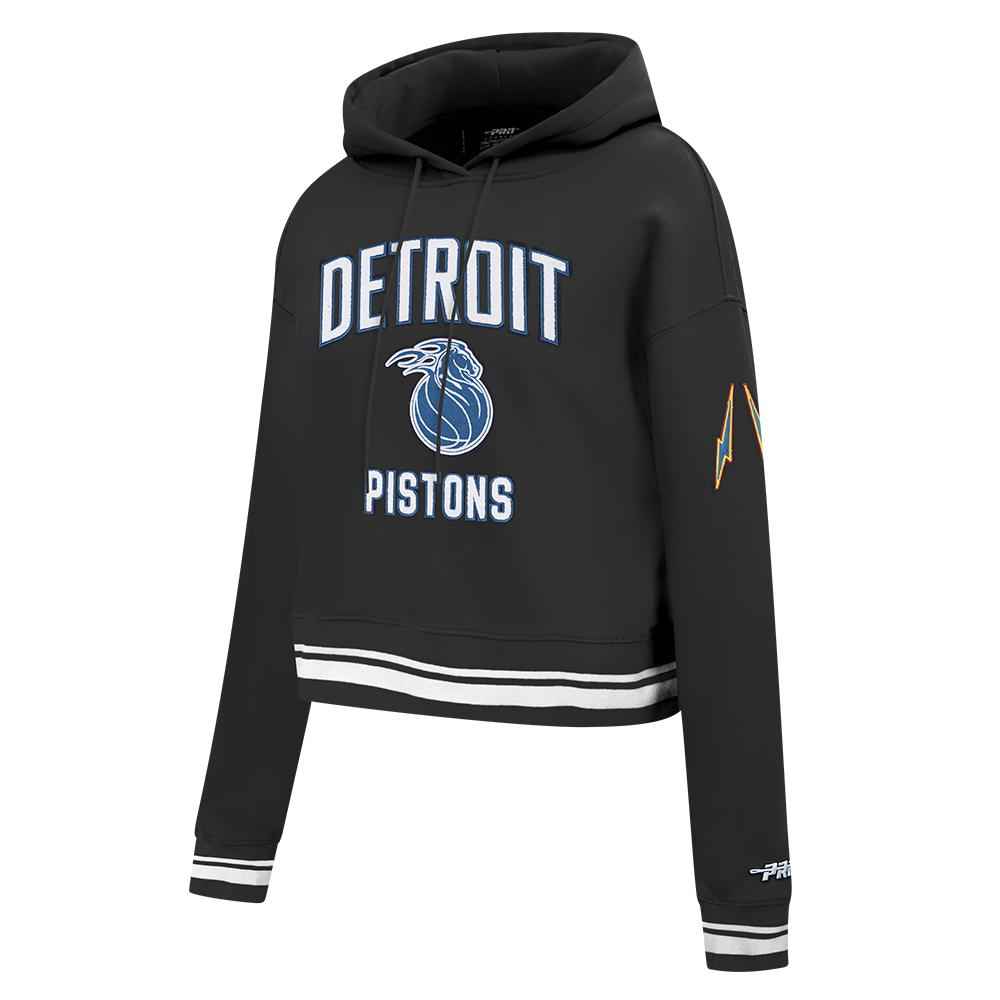 NBA DETROIT PISTONS CITY EDITION 25-26 WOMEN'S RIB FLC CROPPED PO HOODIE (BLACK)