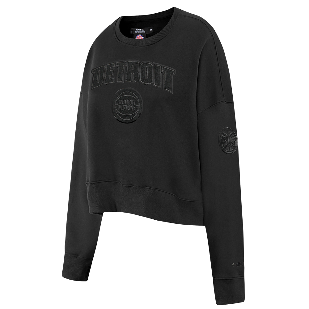 NBA DETROIT PISTONS TRIPLE BLACK WOMEN'S FLC CREWNECK (TRIPLE BLACK)