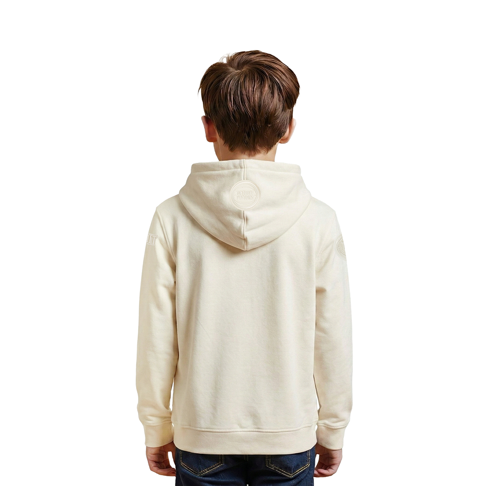 NBA DETROIT PISTONS NEUTRAL LITTLE BOYS FLEECE PULLOVER HOODIE (EGGSHELL)