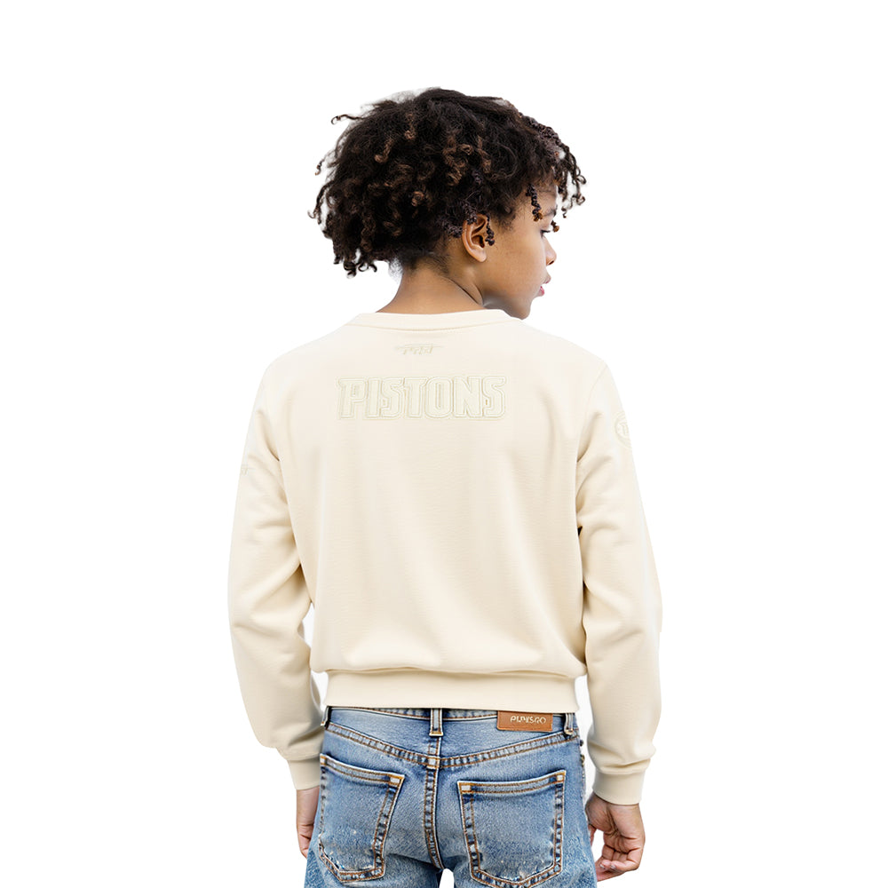 NBA DETROIT PISTONS NEUTRAL LITTLE GIRLS  FLEECE CREWNECK (EGGSHELL)