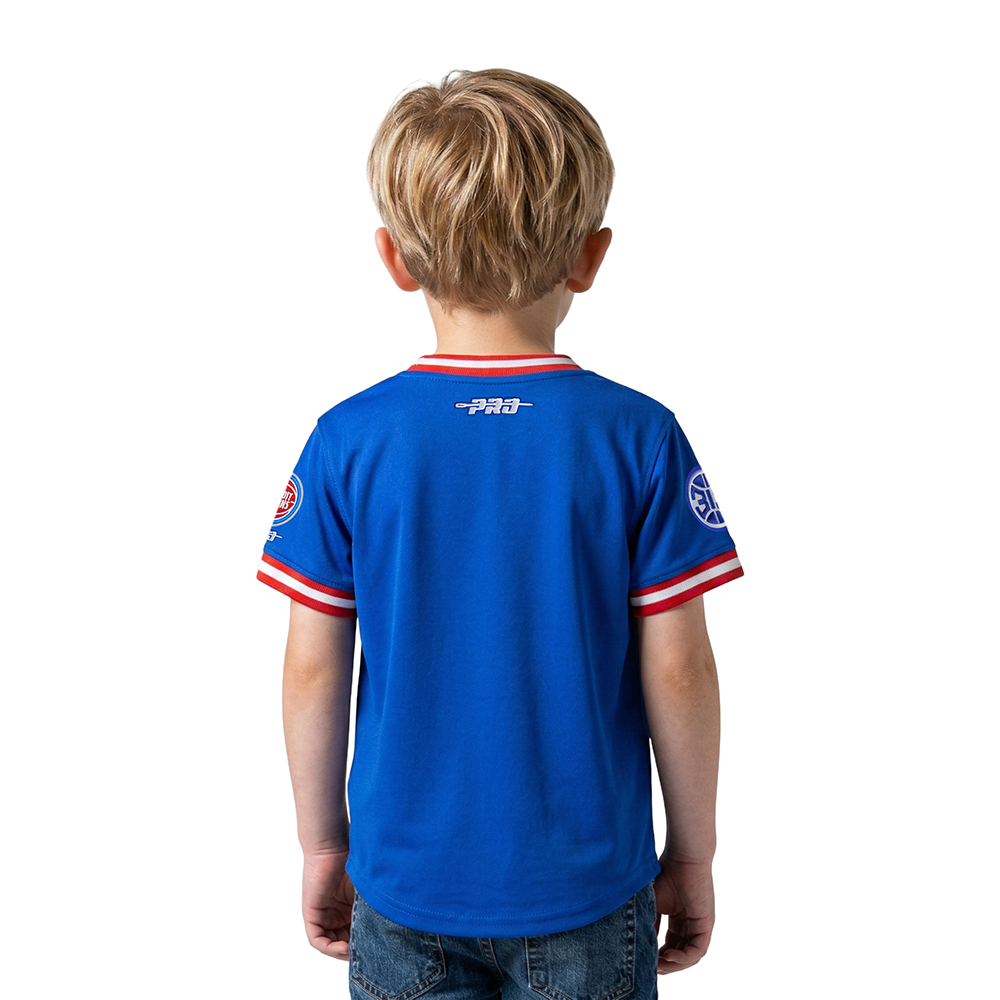 NBA DETROIT PISTONS CLASSIC TODDLER BOYS SHORT SLEEVE STRIPED RIB TEE (ROYAL BLUE/RED)