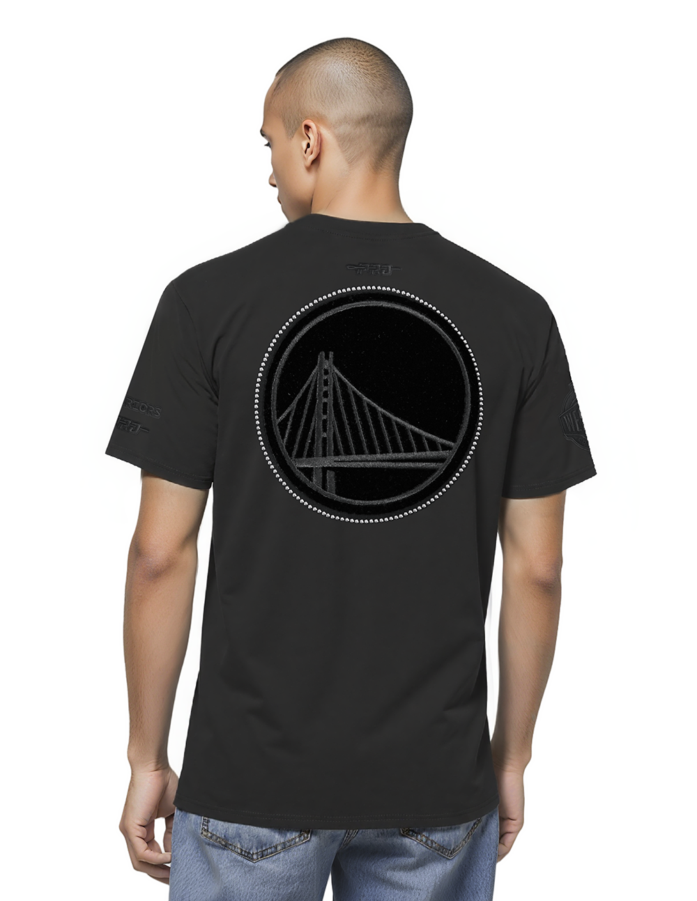 NBA GOLDEN STATE WARRIORS BLACKOUT MEN'S CJ DROP SHOULDER TEE (BLACK)