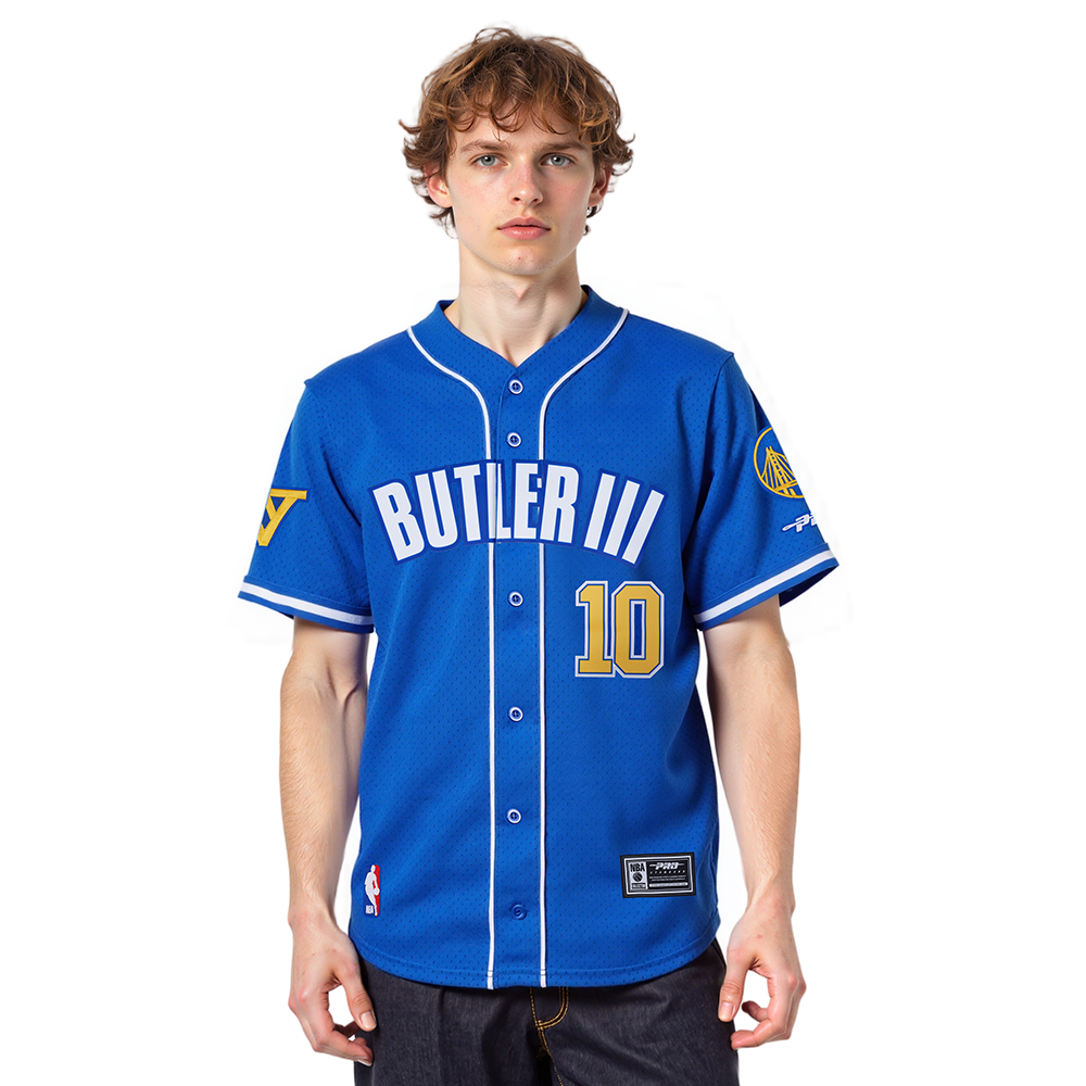 NBA GOLDEN STATE WARRIORS STEPHEN CURRY #30 CLASSIC MESH PNN MEN'S MESH BUTTON DOWN SHIRT (BLACK)