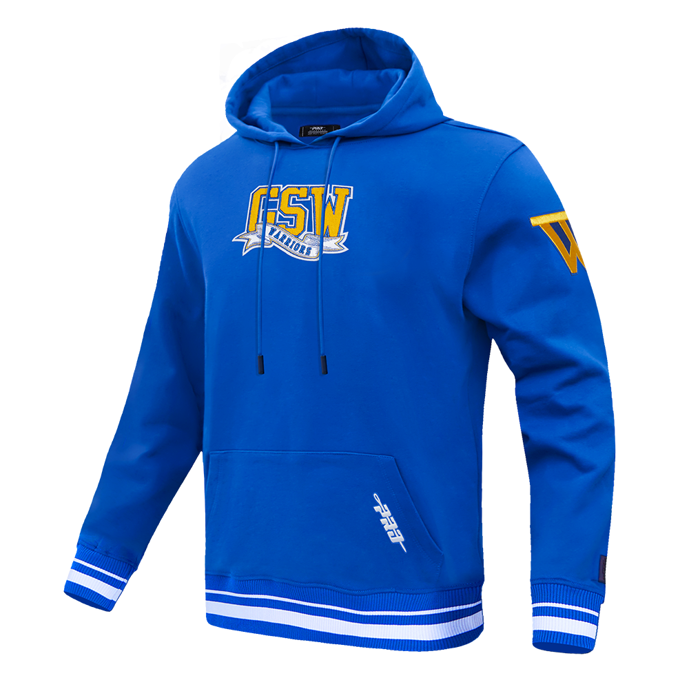 NBA GOLDEN STATE WARRIORS TEAM PENNATS MEN'S RIB FLC PO HOODIE (ROYAL BLUE)