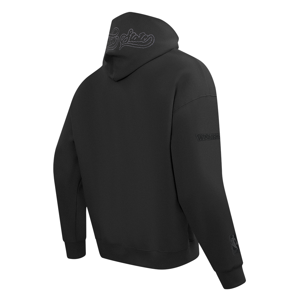 NBA GOLDEN STATE WARRIORS BLACKOUT MEN'S DROP SHOULDER FLC PO HOODIE (BLACK)