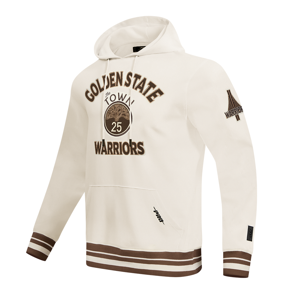 NBA GOLDEN STATE WARRIORS CITY EDITION 25-26 MEN'S RIB FLC PO HOODIE (EGGSHELL/ BROWN)