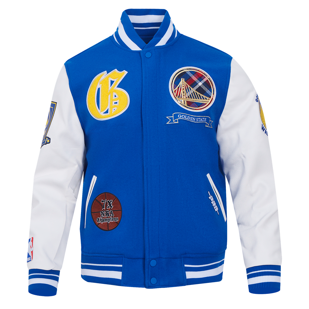 NBA GOLDEN STATE WARRIORS PRO PREP WOOL VARSITY JACKET ROYAL BLUE WHI Pro Standard
