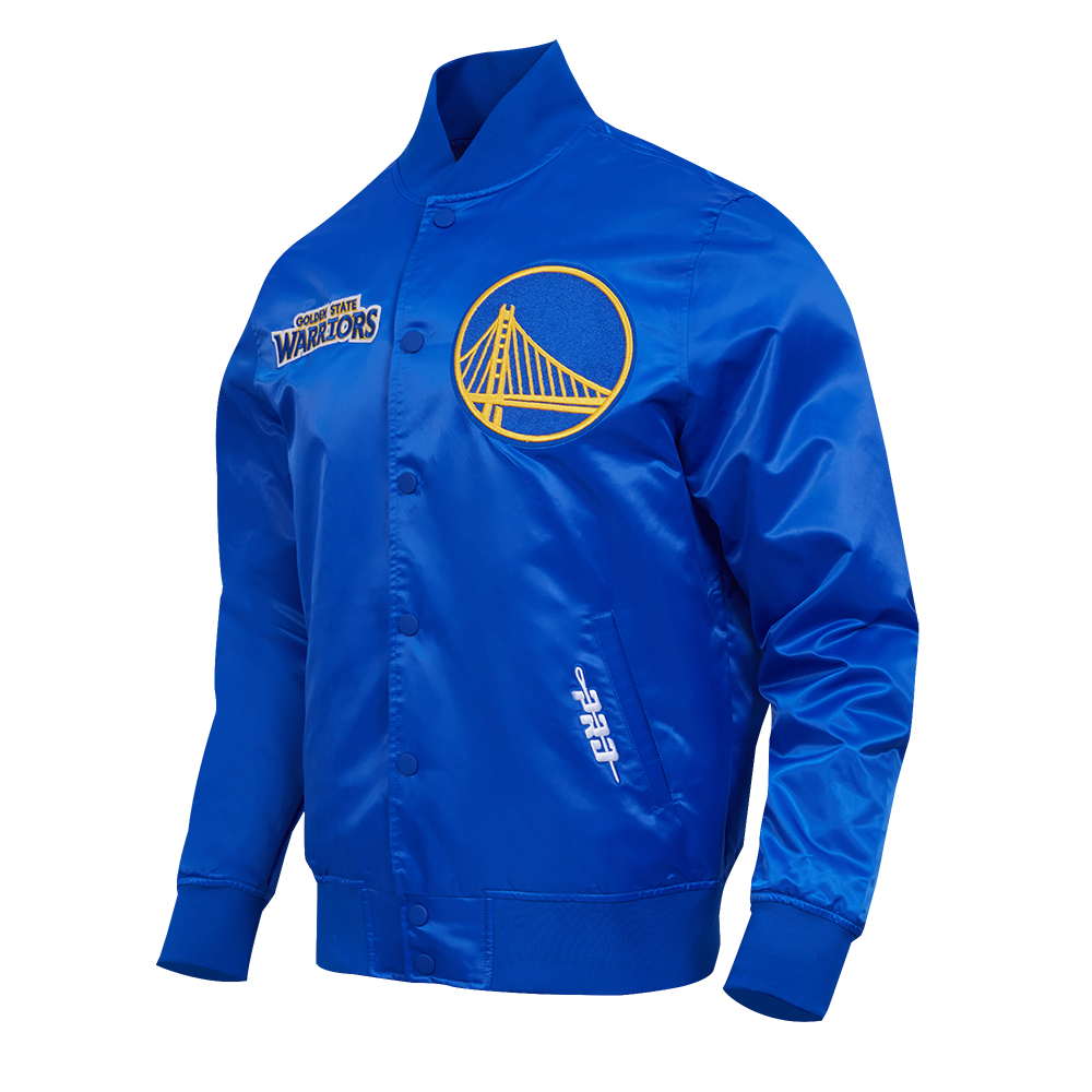 NBA GOLDEN STATE WARRIORS SOUVENIR MEN'S SATIN JACKET (ROYAL BLUE)