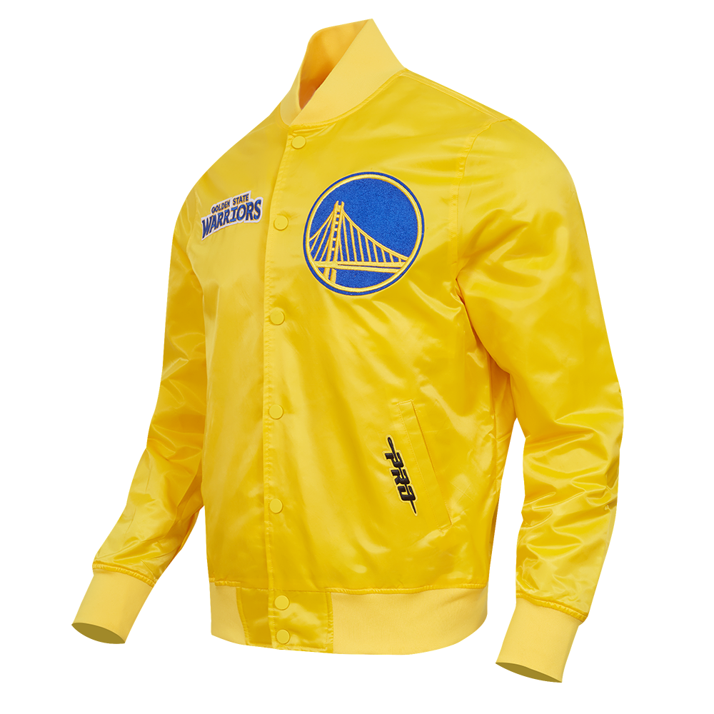 NBA GOLDEN STATE WARRIORS SOUVENIR MEN'S SATIN JACKET (YELLOW)