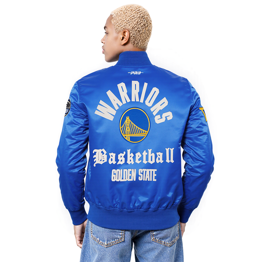 NBA GOLDEN STATE WARRIORS MODERN ORIGINALS MEN'S SATIN JACKET (ROYAL BLUE)