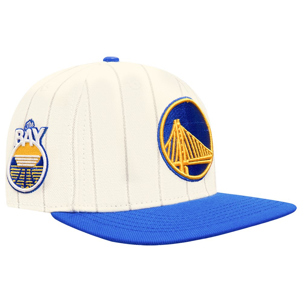 NBA GOLDEN STATE WARRIORS PINSTRIPE RETRO CLASSIC LOGO WOOL SNAP (EGGSHELL/ GREY)