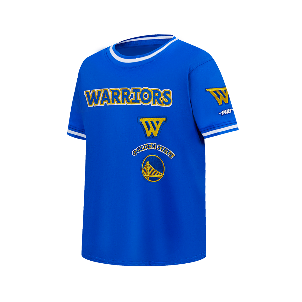 NBA GOLDEN STATE WARRIORS RETRO CLASSIC BIG BOY'S SS STRIPED RIB TEE (ROYAL BLUE)