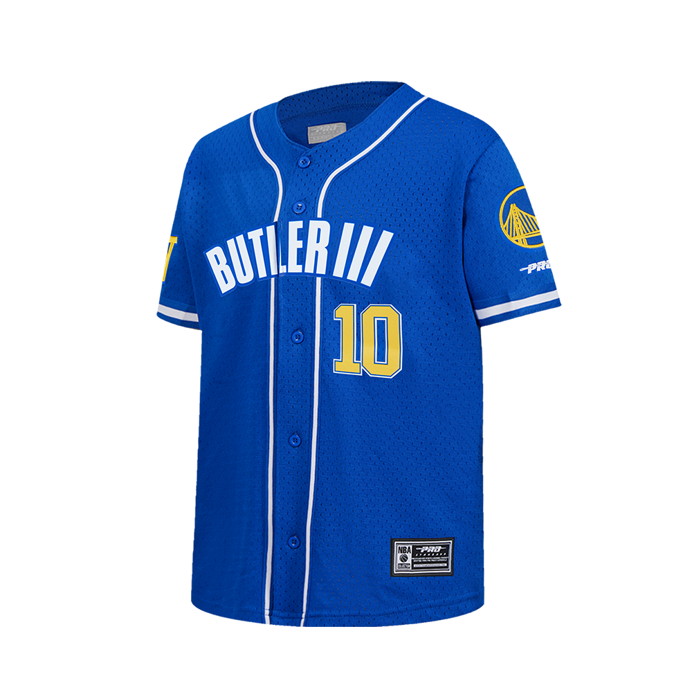 NBA GOLDEN STATE WARRIORS JIMMY BUTLER III #10 CLASSIC PNN BIG BOY'S MESH BUTTON DOWN SHIRT (ROYAL BLUE)