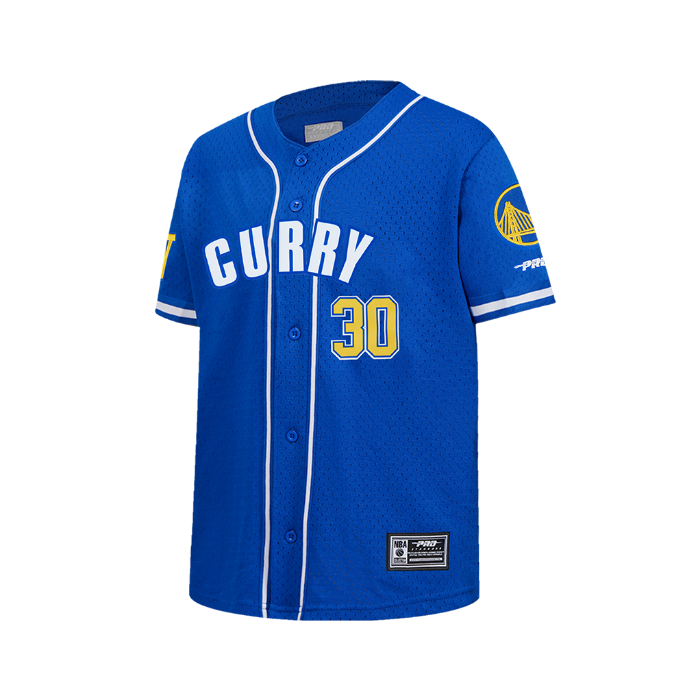 NBA GOLDEN STATE WARRIORS STEPHEN CURRY #30 CLASSIC PNN BIG BOY'S MESH BUTTON DOWN SHIRT (ROYAL BLUE)