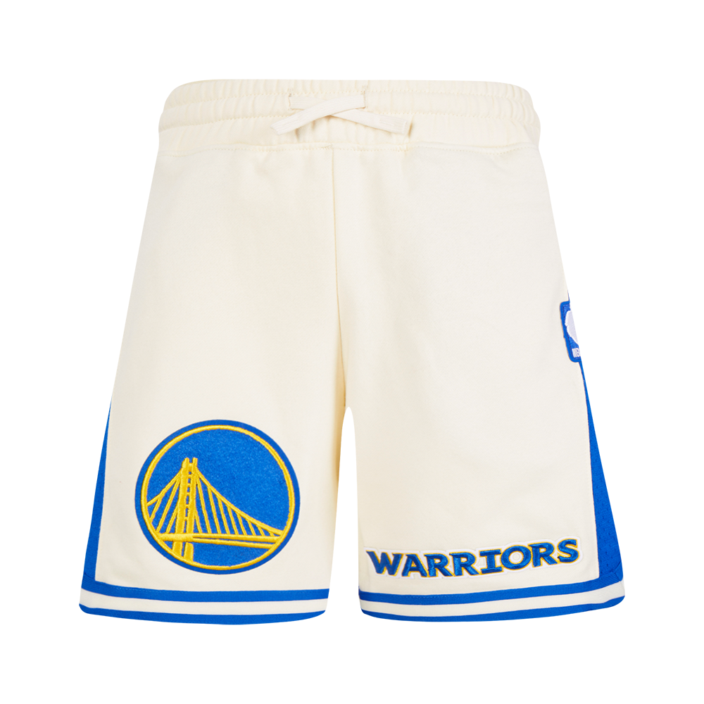 NBA GOLDEN STATE WARRIORS RETRO CLASSIC BIG BOY'S FLC 2.0 SHORT (EGGSHELL/ROYAL BLUE)