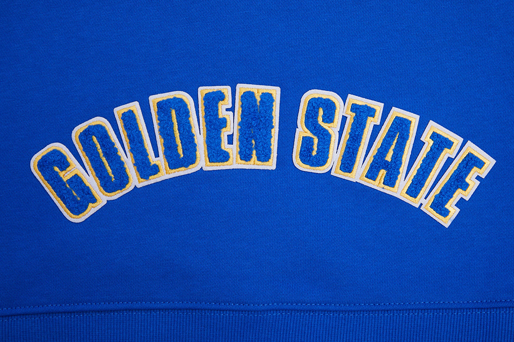 GOLDEN STATE WARRIORS CLASSIC FLC CROPPED PO HOODIE (ROYAL BLUE)