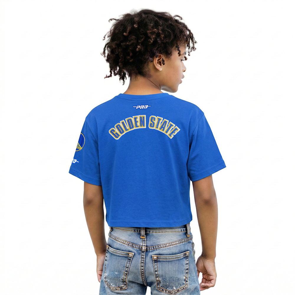 NBA GOLDEN STATE WARRIORS CLASSIC BIG GIRLS SHORT SLEEVE BOXY TEE (ROYAL BLUE)