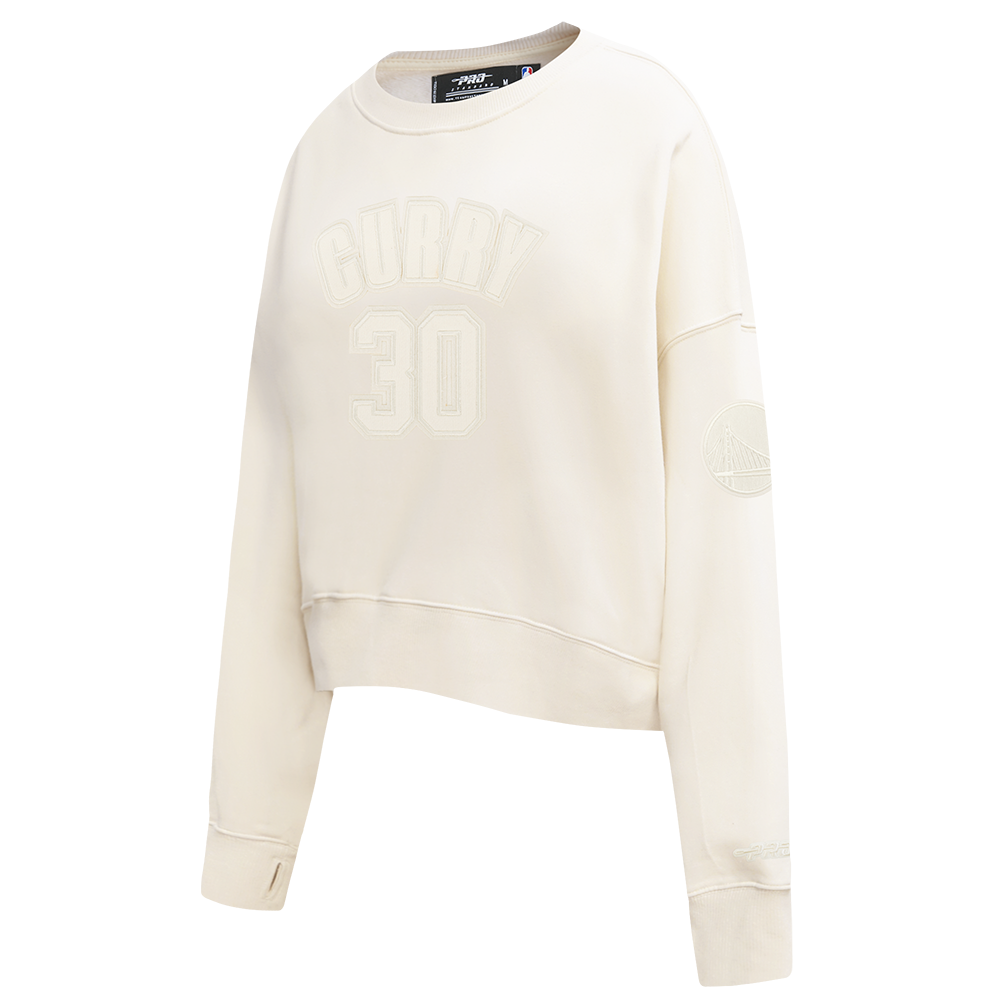 NBA GOLDEN STATE WARRIORS STEPHEN CURRY #30 NEUTRAL PNN WOMEN'S FLC CREWNECK (EGGSHELL)