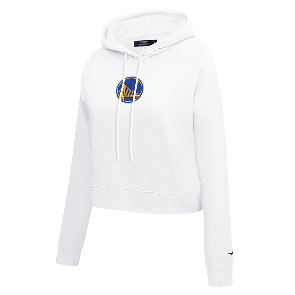 NBA GOLDEN STATE WARRIORS CLASSIC WOMEN'S FLC CROPPED PO HOODIE (WHITE)