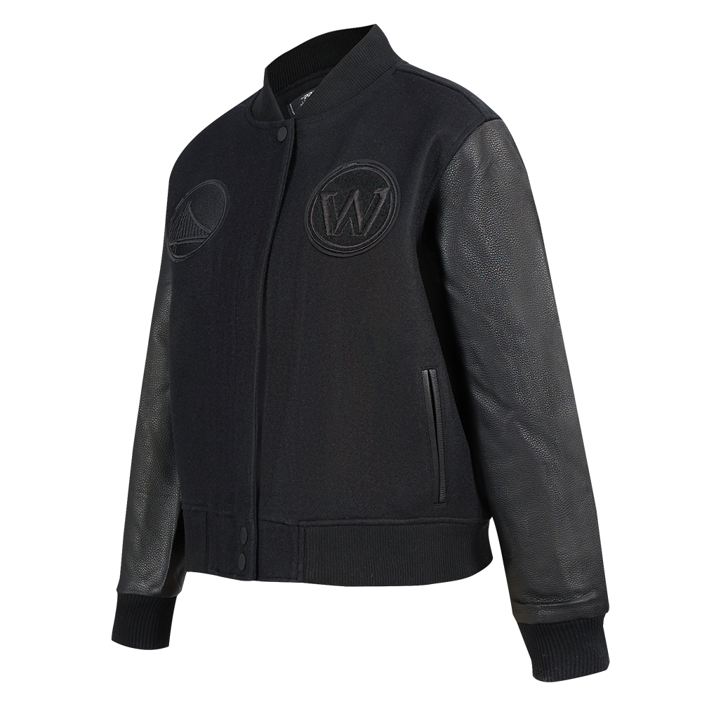 NBA GOLDEN STATE WARRIORS TRIPLE BLACK WOMEN'S WOOL VARSITY JACKET (TRIPLE BLACK WOMEN'S)