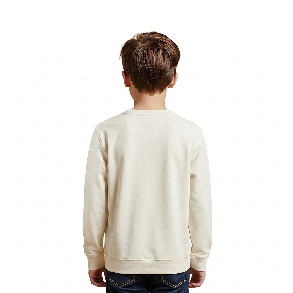 NBA GOLDEN STATE WARRIORS NEUTRAL LITTLE BOYS FLEECE CREWNECK (EGGSHELL)