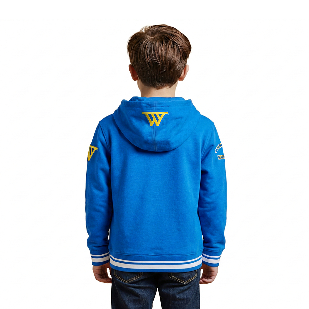 NBA GOLDEN STATE WARRIORS RETRO CLASSIC LITTLE BOYS RIB FLEECE PULLOVER HOODIE (ROYAL BLUE)