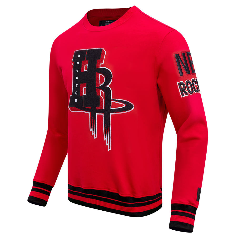 NBA HOUSTON ROCKETS MASHUP MEN'S RIB CREWNECK (RED/BLACK)