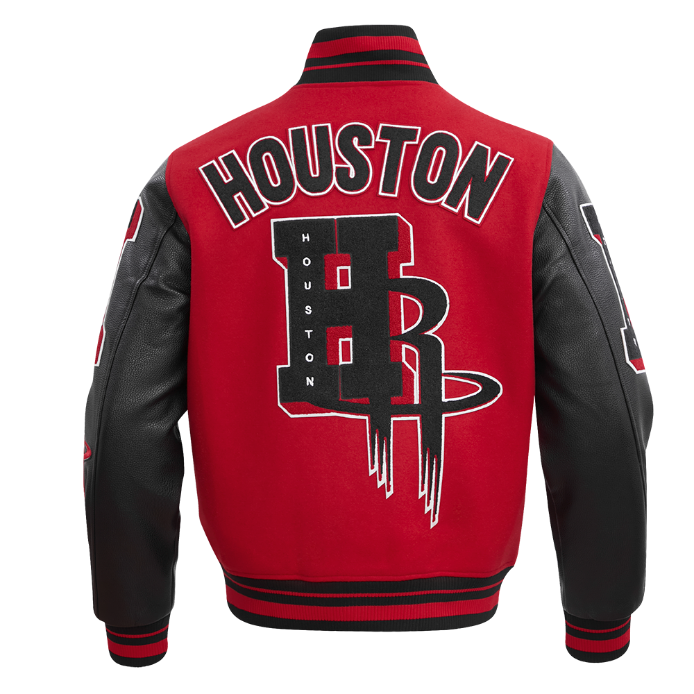 NBA HOUSTON ROCKETS MASHUP MEN'S RIB WOOL VARSITY JACKET (RED/BLACK ...