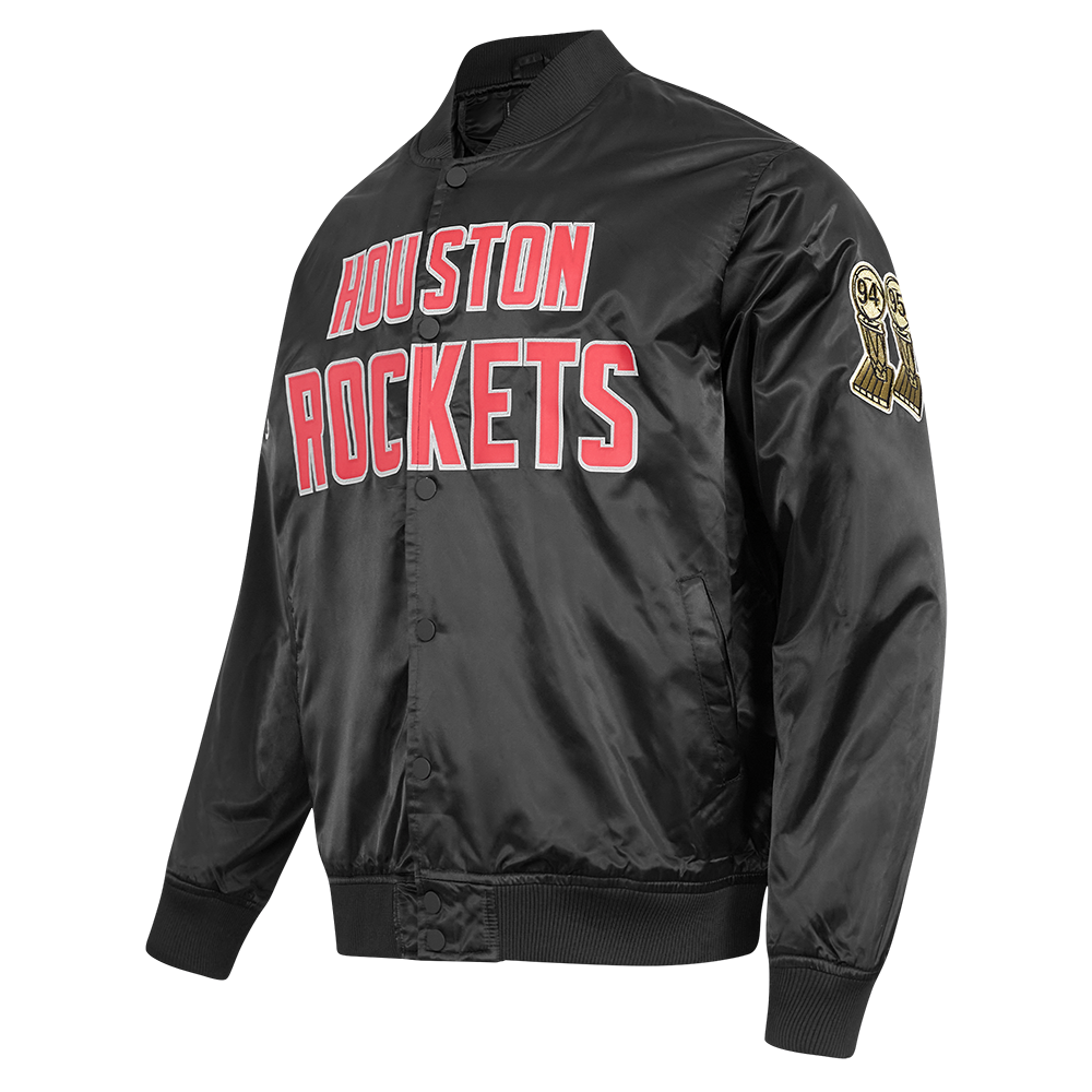 NBA HOUSTON ROCKETS BIG LOGO MEN'S SATIN JACKET (BLACK)