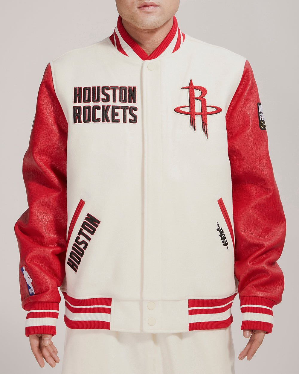 Men's NBA x Staple Black Houston Rockets My City Full-Snap Varsity Jacket Size: 3XL