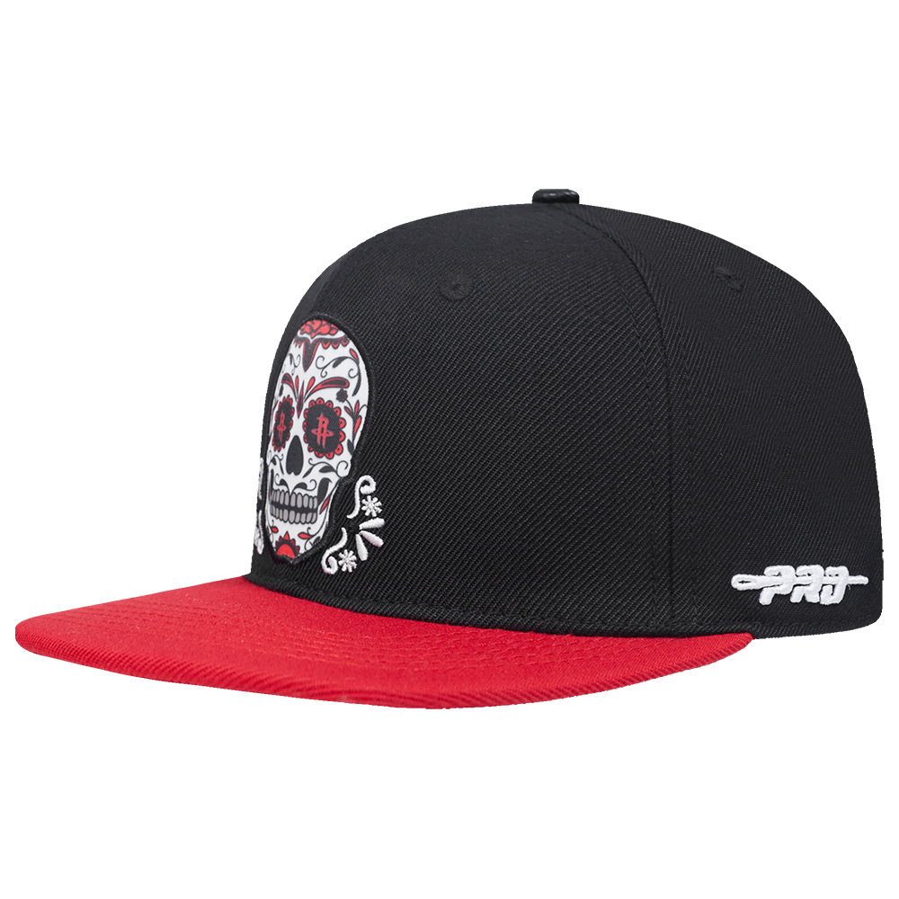 NBA HOUSTON ROCKETS SUGAR SKULL WOOL BLEND PRO SIX SNAPBACK (BLACK/RED)
