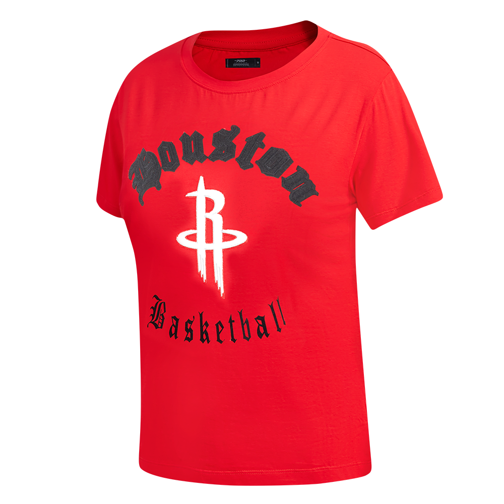 NBA HOUSTON ROCKETS OLD ENGLISH WOMEN'S SJ SLIM FIT TEE (RED)