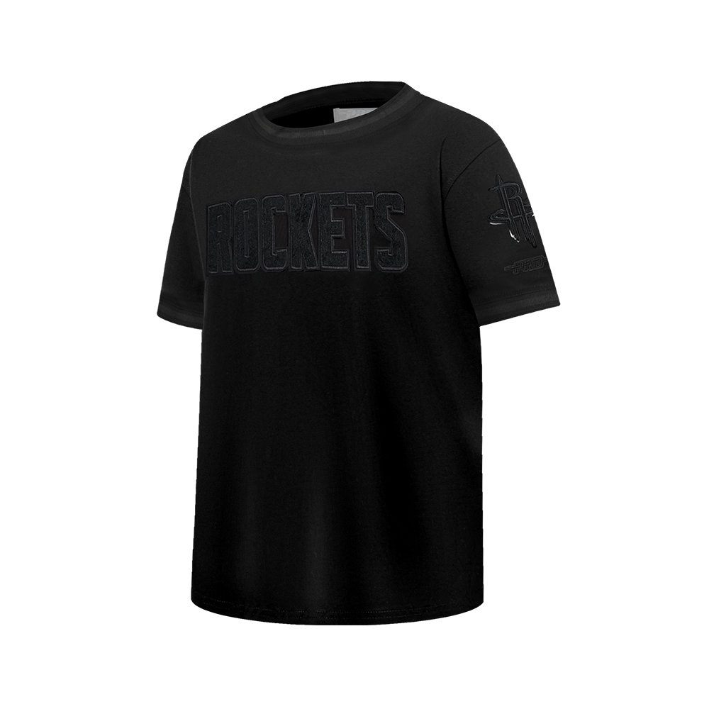NBA HOUSTON ROCKETS TRIPLE BLACK BIG BOYS SS STRIPED RIB TEE (JET BLACK)
