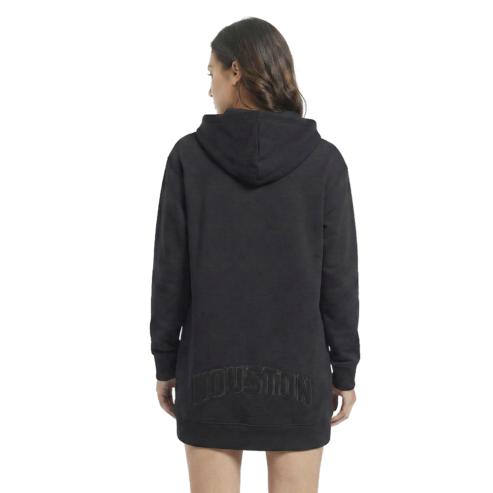 NBA HOUSTON ROCKETS TRIPLE BLACK WOMEN'S FLC HOODIE DRESS (TRIPLE BLACK)
