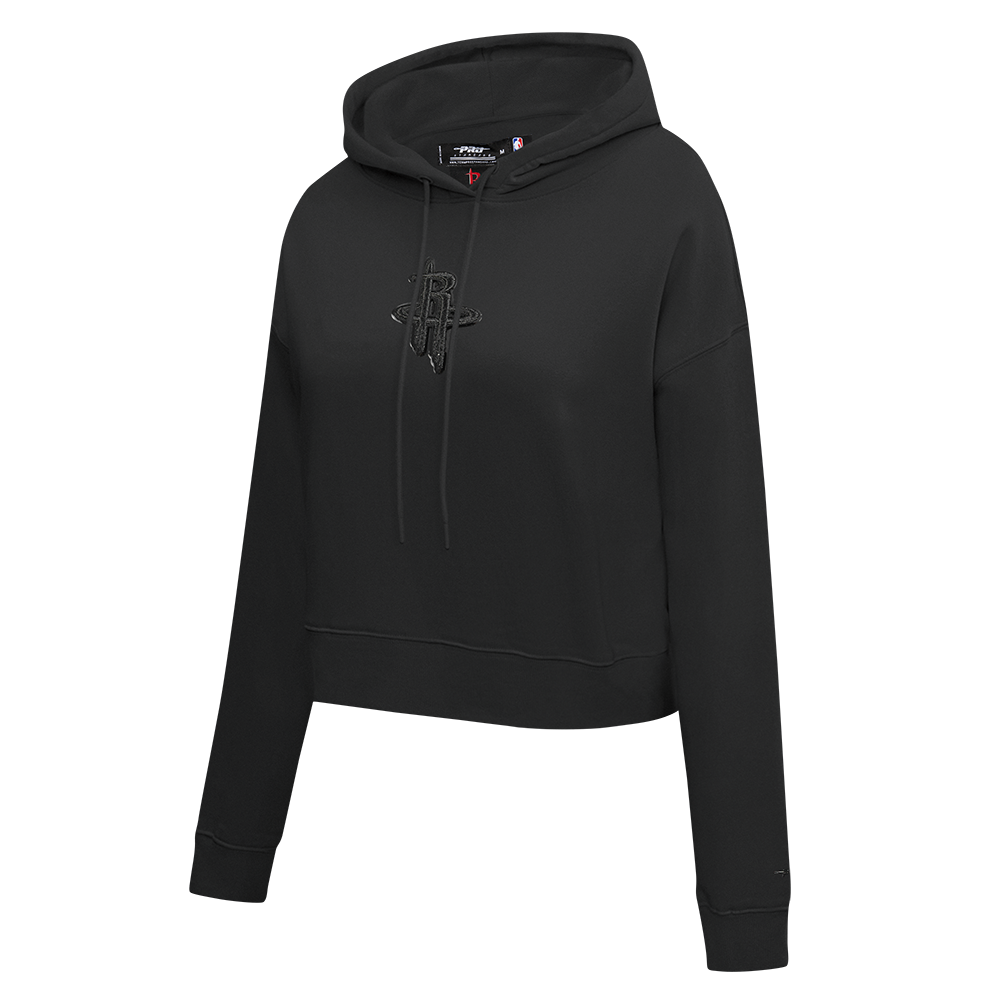 NBA HOUSTON ROCKETS TRIPLE BLACK WOMEN'S FLC CROPPED PO HOODIE (TRIPLE BLACK)