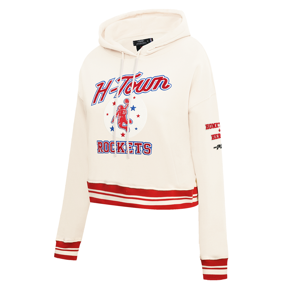 NBA HOUSTON ROCKETS CITY EDITION 25-26 WOMEN'S RIB FLC CROPPED PO HOODIE (EGGSHELL/ RED)