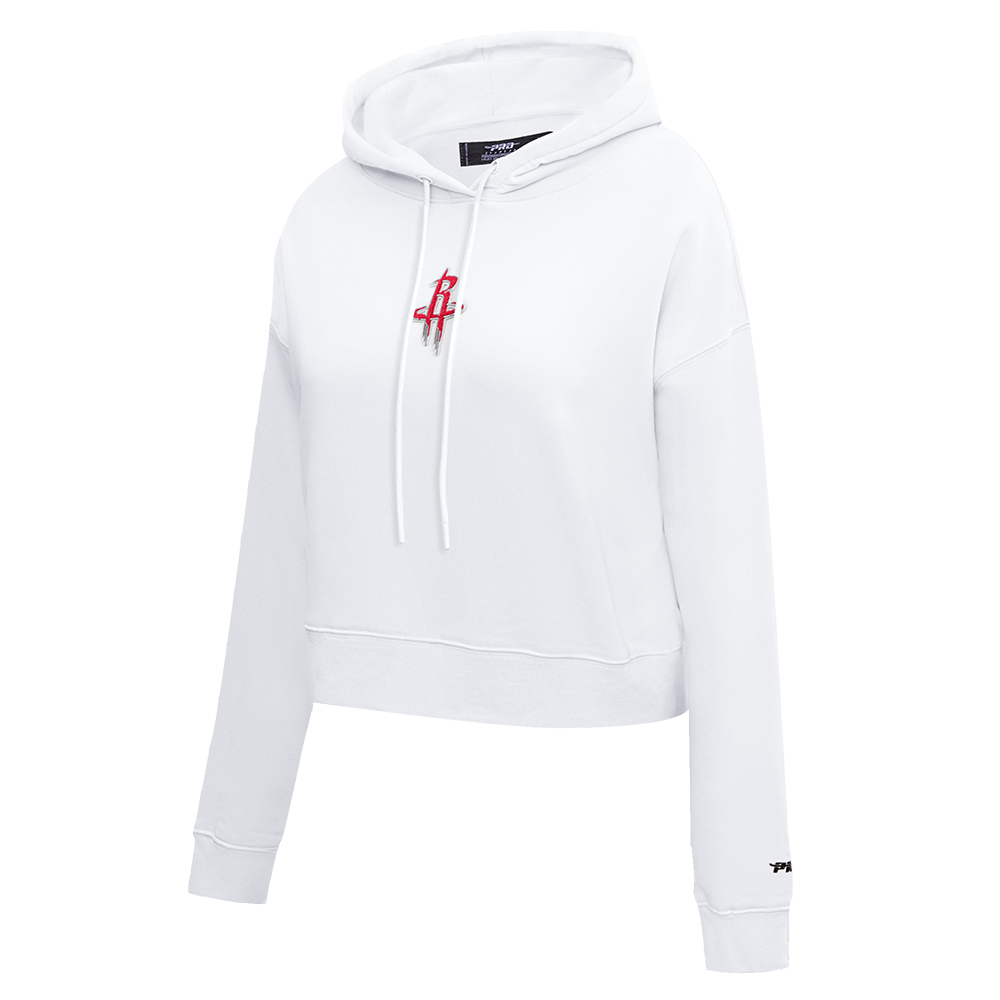 NBA HOUSTON ROCKETS CLASSIC FLEECE CROPPED PULLOVER HOODIE (WHITE)