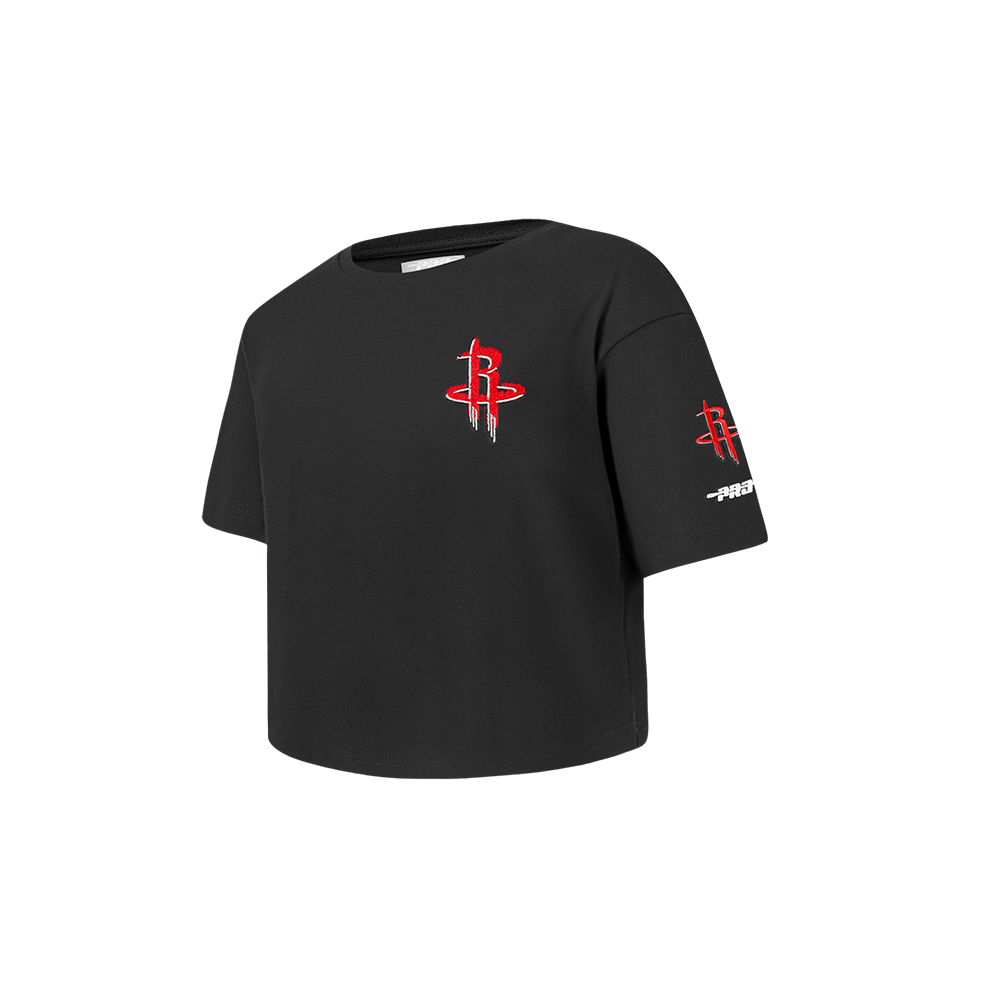 NBA HOUSTON ROCKETS CLASSIC LITTLE GIRLS SHORT SLEEVE BOXY TEE (BLACK)