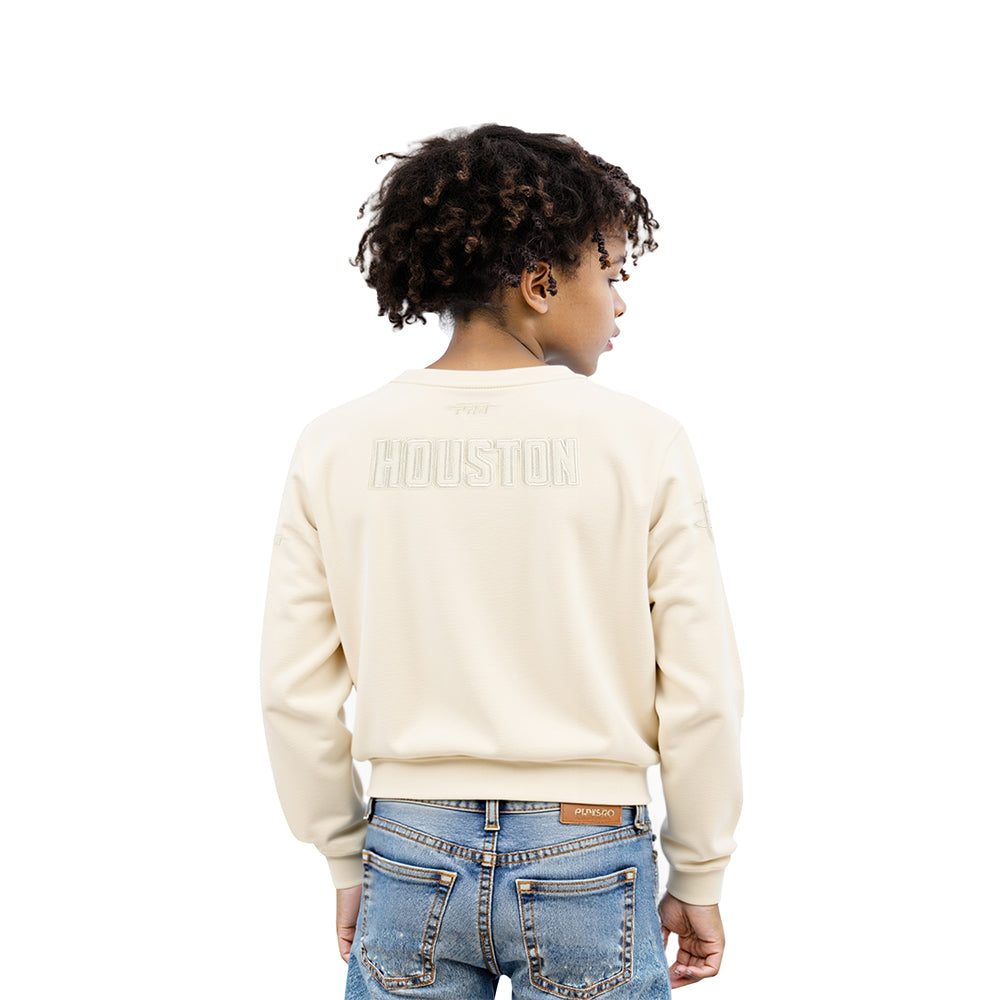 NBA HOUSTON ROCKETS NEUTRAL LITTLE GIRLS FLEECE CREWNECK (EGGSHELL)